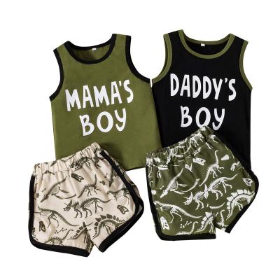 China 2022 INS Baby Boy Clothes Amazon Shorts Sleeeves Invest Two-piece Dinosaur Print Suit for sale