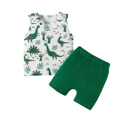 China 2022 Shorts Sleeeves INS Amazon Baby Clothing Sets Boy Two-piece Vest Dinosaur Print Suit for sale