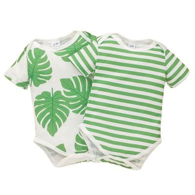 China New Sleeeves Summer Baby Short Romper Striped Plant Flower Triangle Newborn Baby Overalls for sale