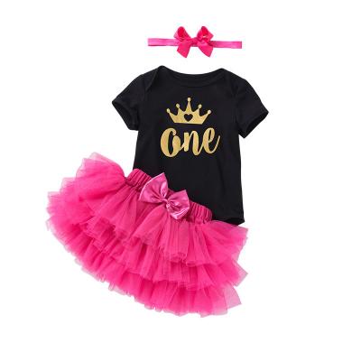 China Breathable My First Girl's 1st Birthday Dress For Girl Colorful Headband Outfits Newborn Babies Puffy Tutu Vestidos for sale