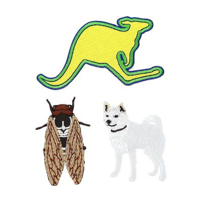 China Viable Colorful Animal Dog Kangaroo Patch Logo Shape Embroidery Patches Iron On for sale