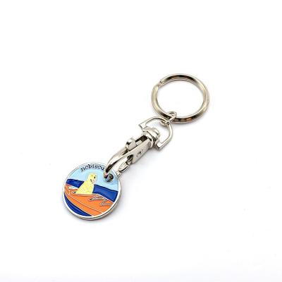 China Custom Europe Metal Trolley Supermarket Coin Token Key Chain for sale