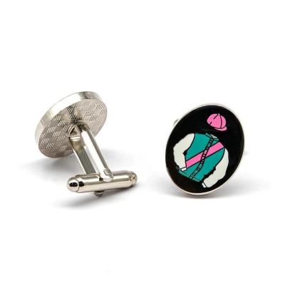 China ALLOY silver noble hard enamel white ladies shirts cufflink with cufflinks for sale