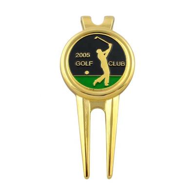 China Durable Gold Plated Metal Golf Ball Marker Digging Repair Bulk Tools for sale