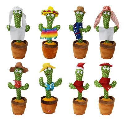 China Detail Painting Magic Dance Electric Twisting Cactus Toy Singing Luminous Study To Talk Twisting Music Plush Toy for sale