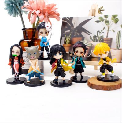 China Custom Retail Anime Demon Slayer PVC Painting 3inch Figures Harden PVC Figures Toy Sets Topper 7CM Mini Decoration for sale