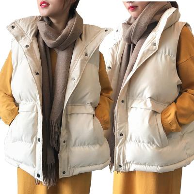 China Breathable Ready to Ship White Black Color Loose Puffer Vest Women Sleeveless Jacket Fashion Lightweight Oversize Jacket for sale