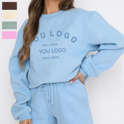 China Anti-pilling Cotton Polyester Long Sleeve Terry Fleece Sweatshirt Women's Oversized Crewneck Drop Shoulder Solid Color Casual Daily Life for sale