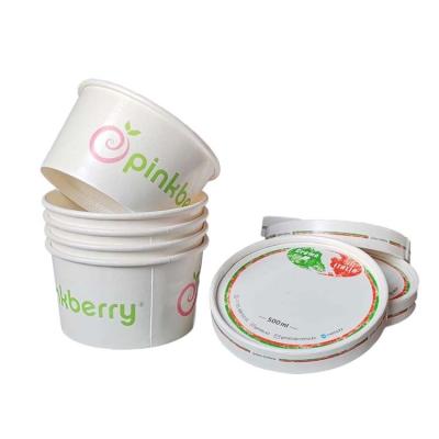 China Biodegradable biodegradable container 100ml ice cream cup with printing scam tapa y cuchara vasitos de helado for sale