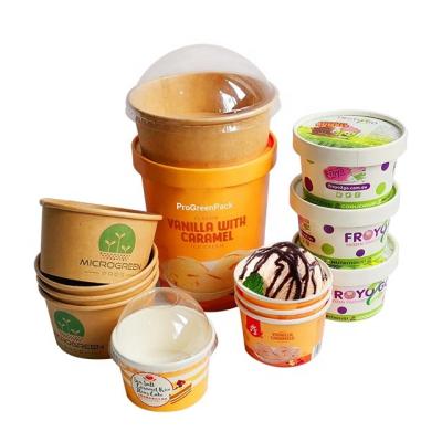 China Disposable Bio Yogurt Containers Tub Custom Design Printed Ice Cream Cups for sale