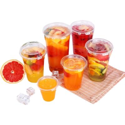 China Customized Easy Use And Logo Brand Clear PET PP Disposable Plastic Cups With Lids For Coffee Cup Drink Cold Cup for sale