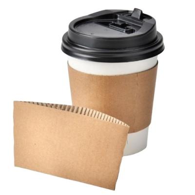 China Biodegradable Custom Thick Hot Sleeve Paper Cup Reusable Logo Cupsleeve Cardboard Drink Holder Reusable Coffee Mug with Lid and Sleeve for sale