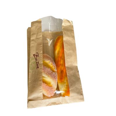 China Brown Bread Bag Paper Packaging Paper Bag Biodegradable Baguette Container Bread Sourdough Paper Packaging for sale