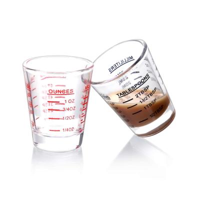 China Viable Shot Glasses Measuring Cup Round Espresso Shot Glass 1OZ 4 Liquid Heavy Glass Features 30ML for sale