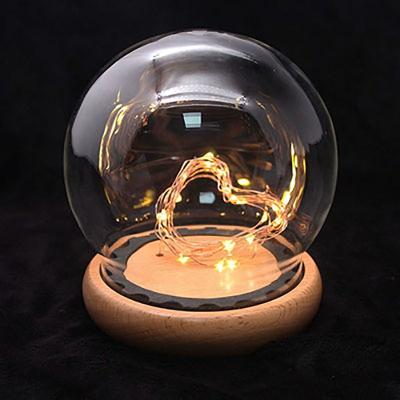 China Europe Hot Sale Cheap Ball Shape Lead Glass Dome With Wooden Base For Gifts Decoration for sale