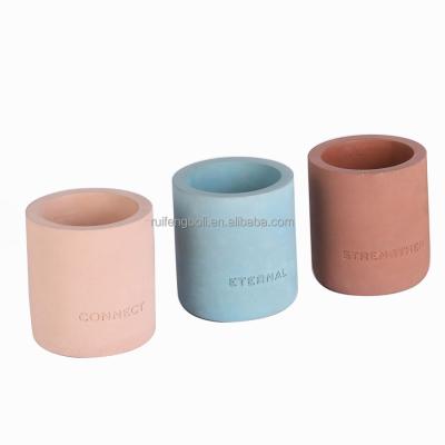 China Hot Sale Modern Custom Colored Cement Cup Empty Concrete Candle Jar For Candle Decoration for sale