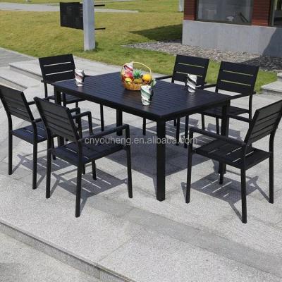 China Contemporary Outdoor Patio Outdoor Furniture Extend Dining Set Outdoor Table Cast Iron Plywood Wooden Dining Garden Designer for sale