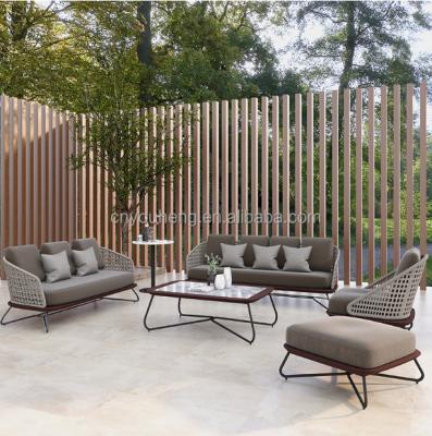 China Contemporary 2 seater outdoor sofa waterproof outdoor furniture garden rattan luxury outdoor aluminum sofa set for sale