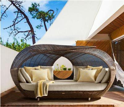 China Contemporary Sofa Modular Aluminum Woven Rattan Bed Outdoor Promotion Bird's Nest Set Bed Outdoor Sectional Sofa for sale