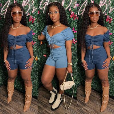 China Soft women romper 2022 short jeans jumpsuit for cute women strings denim shorts jumpsuit shorts sheath 2022 women jumpsuit jeans for sale