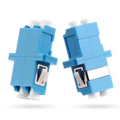 China FTTH LC UPC Single Mode Duplex With Ear LC Fiber Adapter Flange Adapter Coupler Blue for sale