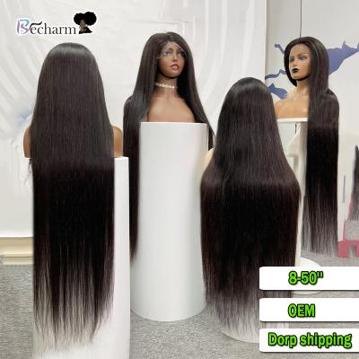 China Wholesale 50 Inch Silky Straight Human Hair Lace Front Wigs, 180% 200% Density Mink Brazilian Hair Wigs Lace Front, Natural Glueless Hd Lace Wigs for sale