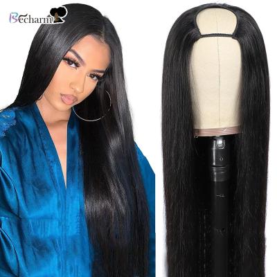 China Wholesale u part wig silky straight wave hair, custom u part clip in wig, hot sale 100% virgin brazilian hair u part wigs for black women for sale