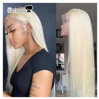 China Raw Silky Straight 613 HD Transparent Swiss Lace Frontal Wigs, Blonde Hair HD Lace Front Wig, 100% Human Hair Lace Front Wigs for sale