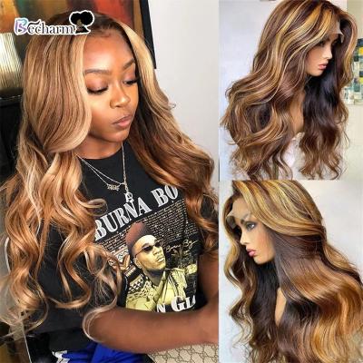 China Silky Straight Wave Factory Direct 13x6 Pre Plucked Straight Highlight Wigs, Raw Virgin Hair Wig, 10a Highlight Body Wave Hair Full Lace Wigs for sale