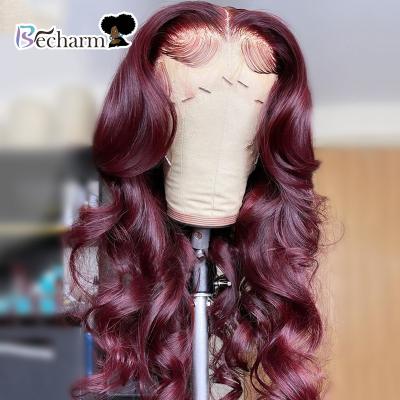 China Silky Straight Wave 100% Brazilian Colored Red Body Wave Virgin Hair Wigs, Red 40 Inch Full Lace Wig Hair, Cuticle Aligned Lace Front Virgin Wig for sale