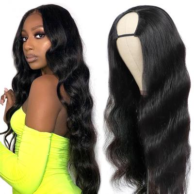 China Natural Body Wave Hair Wig U Part Wigs For Black Woman, Raw Cambodian Density Remy Wigs, Wholesale Body Wave U-Part Hair 150% U Part Wigs for sale