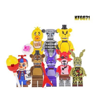 China The New Five Nights Freddy's New Security Horror Diagram Chica Bonnie Foxy Freddy Golden Freddy Mini Block Figures Toys KF6071 for sale