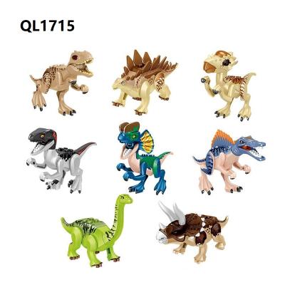 China Blue Green Tyrannosaurs Rex Transparent Dinosaur Blocks Safety Set Sale Dinosaur World Figures For Children Toys QL1715 for sale