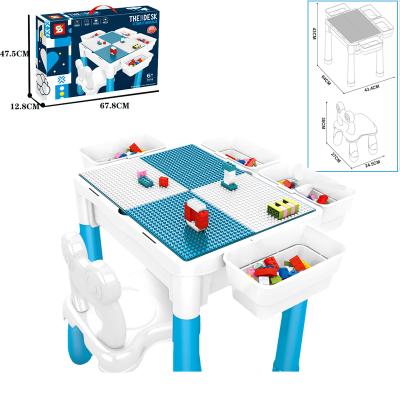 China Multifunctional Safety Building Block Educational Table and Chairs Kids Play Learning Table with Storage Case and Blocks for sale