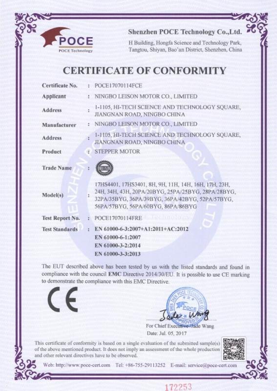 CE - Ningbo Leison Motor Co., Ltd.