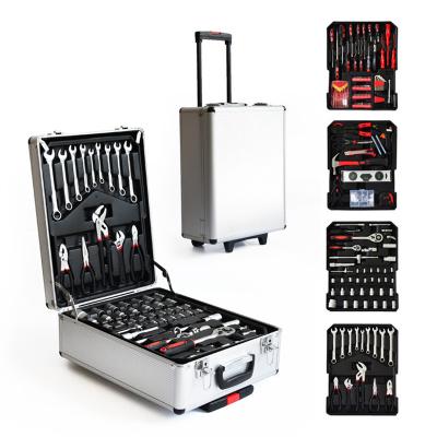 China 186 in 1 Tool Kit 186 Pieces Mechanic Trolley Case Auto Repair Tool Kit Aluminum Tool Box Wrench Socket for sale