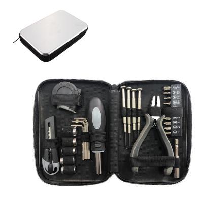 China 27 in 1 Household 27pcs Handmade Carbon Steel Tin Box Set Multifunctional Tool Kit Hardware Tool Kit for sale