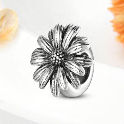 China TRENDY Real 925 Sterling Silver Elegant Daisy Bead Stopper Spacer With Silicon Charm Bracelets Women DIY Jewelry Making HOT SALE for sale