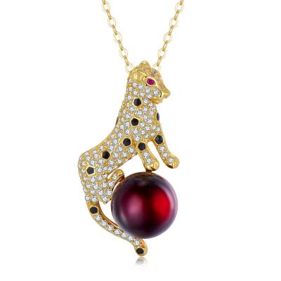 China New Trendy Necklace Amber Pendant Gold Red Tiger Zircon 925 Sterling Silver Cute Playful Little Plated Chain Necklace For Women Jewelry for sale