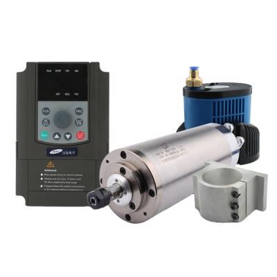 China HYCNC HQD1.5KW ER11 CNC router spindle motor kit 0.01high precision diameter 80mm length190mm 1.5kw vfd milling water cooled inverter for sale