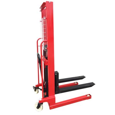 China Hotels Manual Stacker Pallet Lifts 1ton/2ton/3ton Hydraulic Manual Forklift Stacker with Adjustable Forks for sale