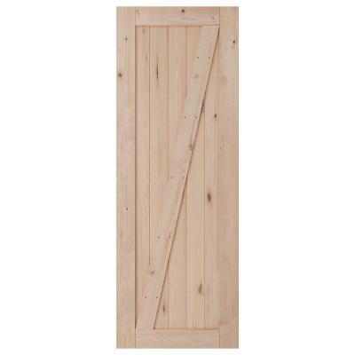 China RheTech DIY Decoration 30 x 84 inch Z-Frame Unfinished Solid Pine Wood Panel Slab Sliding Wooden Barn Door for sale