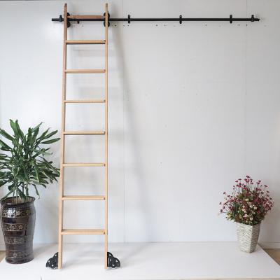 China Folding Ladders Barn Door Ladder 3.3ft 6.6ft 9.9ft Rustic Black Round Tube 13.2ft Sliding Barn Ladder Bookcase Hardware for sale