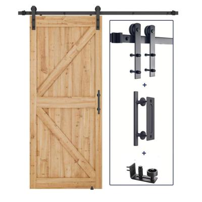 China Modern Heavy Duty 6.6ft Heavy Duty Adjustable Barn Door Handle Floor Guide Roller I Shape Slide Barn Door Hardware Kit for sale