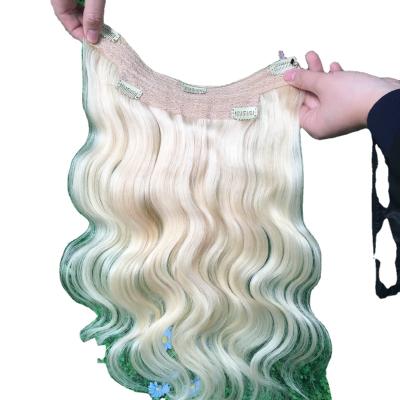 China Silky Straight Wave Cuticle Aligned Blonde Virgin Hair Extension Body Wave Halo Hair Extension for sale