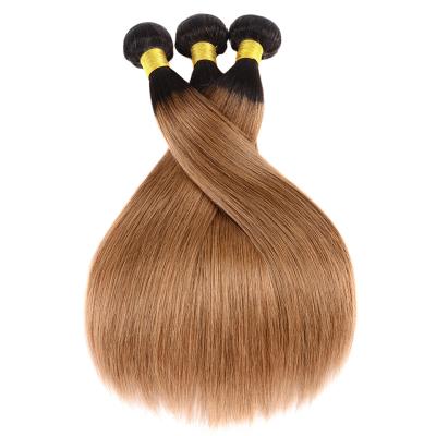 China Wholesale 100% Silky Straight Brazilian Wave Hair Extension Cuticle Aligned Hair Bundles #1b/#27 Color for sale