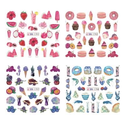 China Paper BN1777- 1800 Small Foil Summer Designs Nail Flower Rose Water Transfer Wraps Sticker Leopard Decal for sale