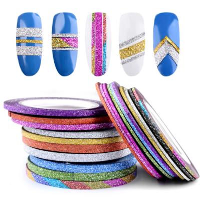 China Paper PET & Cheap Nail Art Glitter Glue 2mm Matte Holographic Laser Striping Strip Line Strips Decal Decoration DIY Manicure for sale