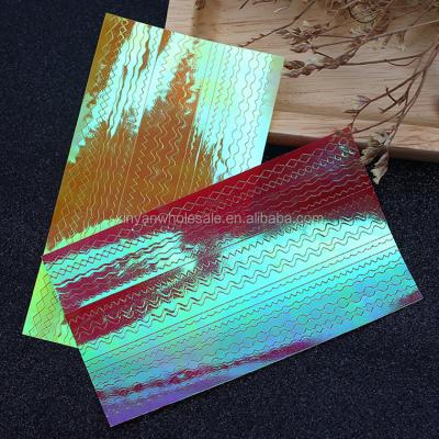 China POY Unicorn Ultra Thin Holographic Starry Line Nail Art Tips Unicorn Sky Stripe Neon Laser Sticker Foils Decals for sale