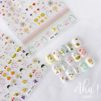 China Wholesale Flame Rabbit Face Sun Flower 3D Nail Stickers Decal Manicure Nail Foil Self Adhesive Foil Wraps PET Film Aha001-022 for sale